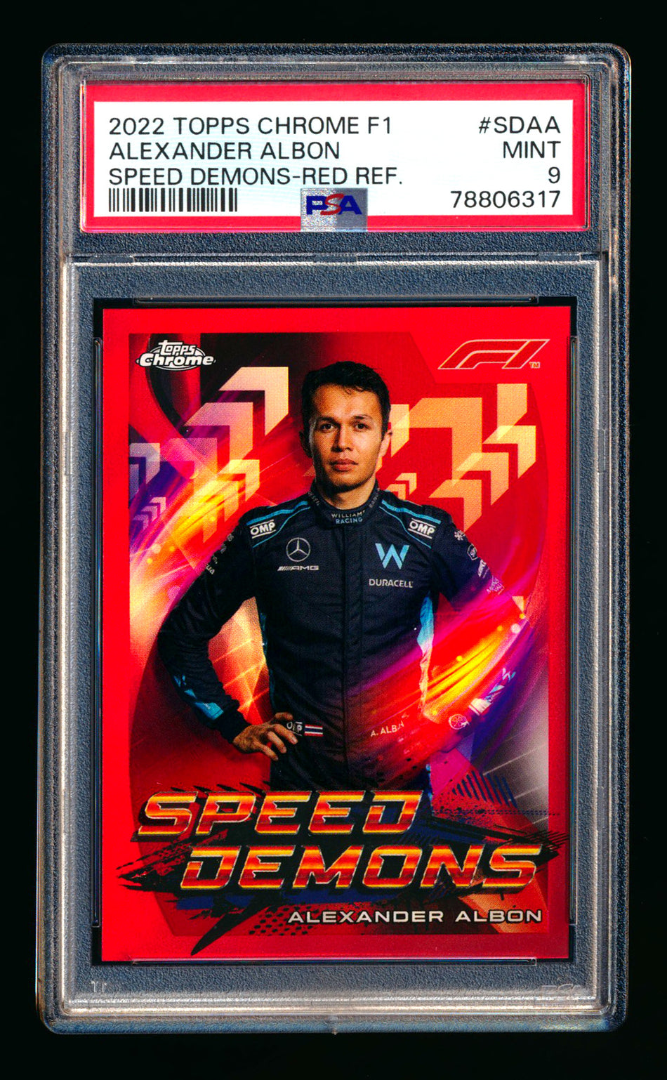 2022 Topps Chrome F1 Speed Demons #SD-AA Alexander Albon Red Refractor #3/5 PSA 9