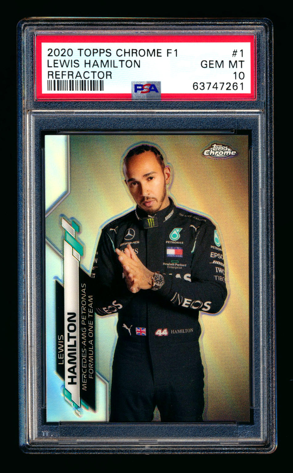 2020 Topps Chrome F1 #1 Lewis Hamilton RC Refractor Portrait PSA 10
