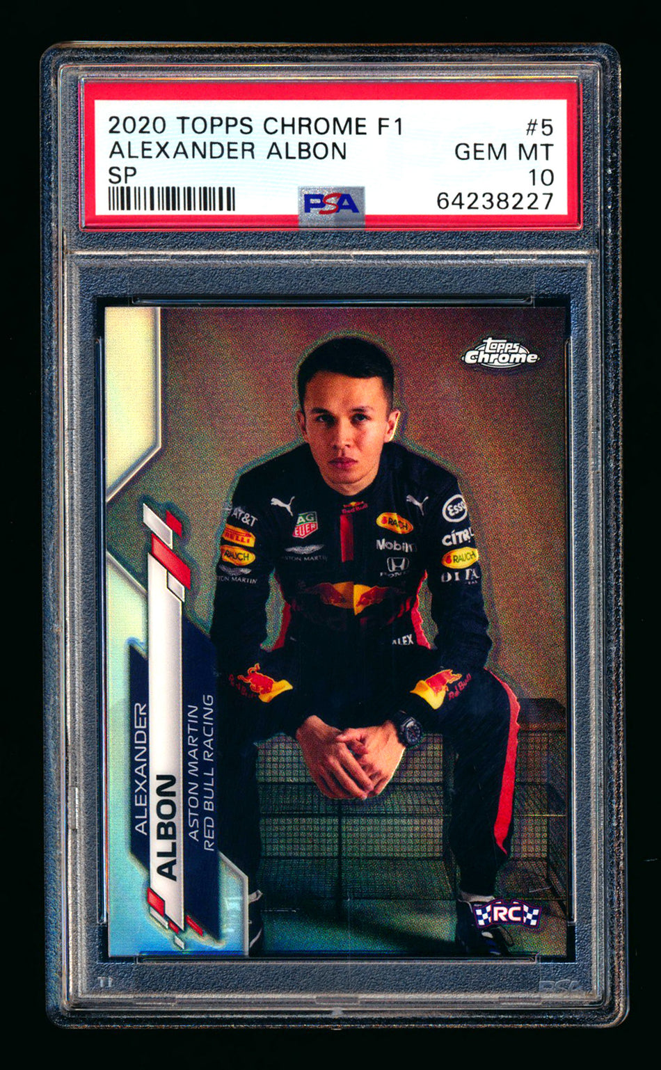 2020 Topps Chrome F1 #5 Alexander Albon RC Refractor Image Variation SP PSA 10