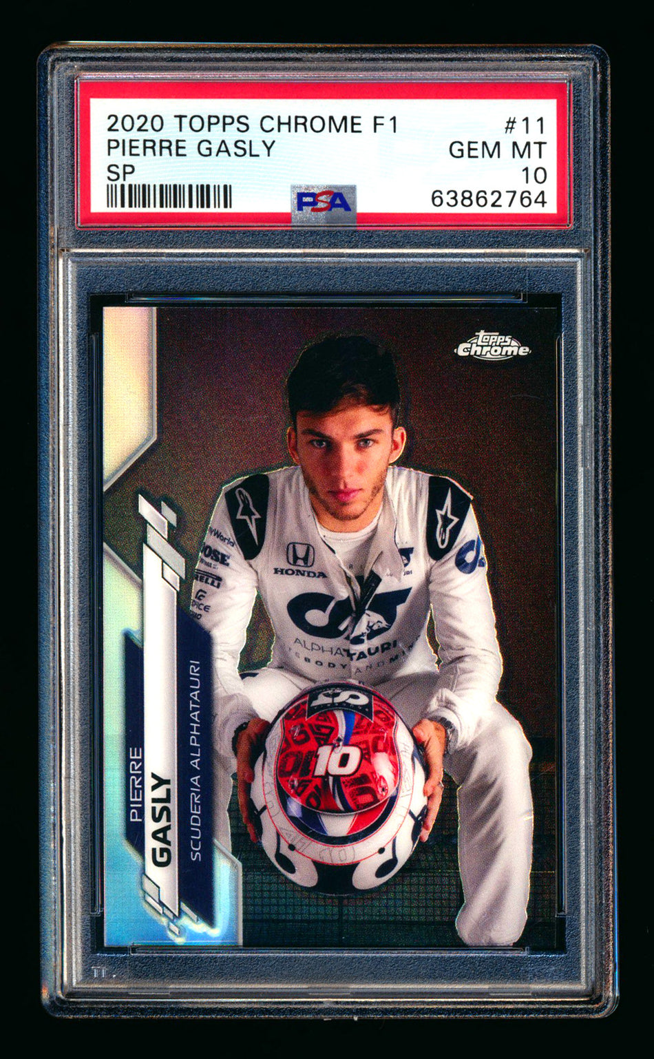 2020 Topps Chrome F1 #11 Pierre Gasly RC Refractor Image Variation SP PSA 10