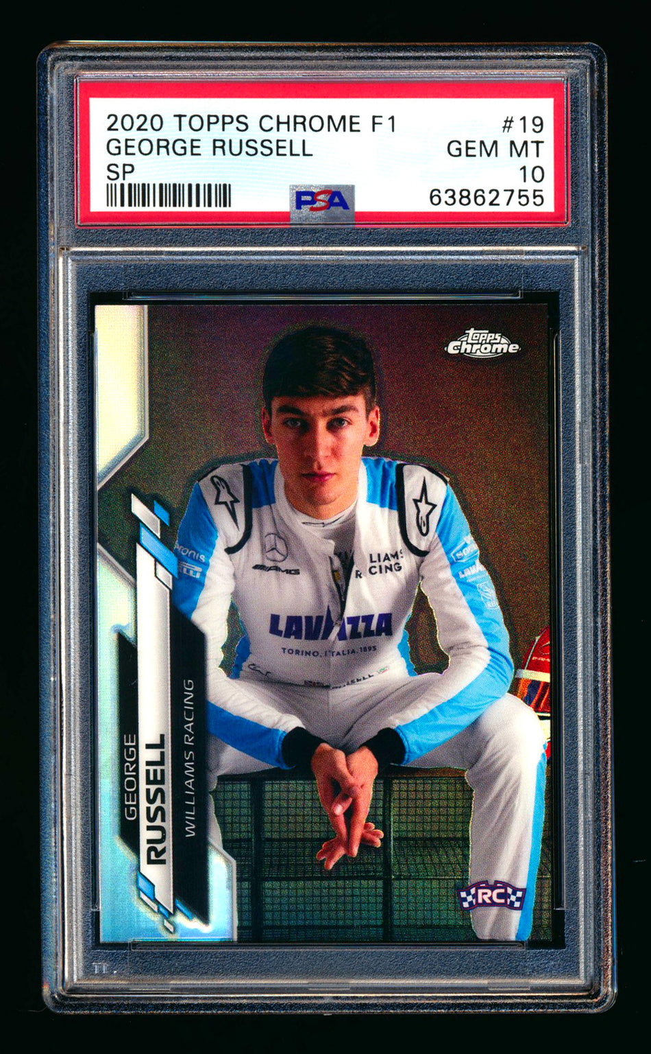 2020 Topps Chrome F1 #19 George Russell RC Refractor Image Variation SP PSA 10