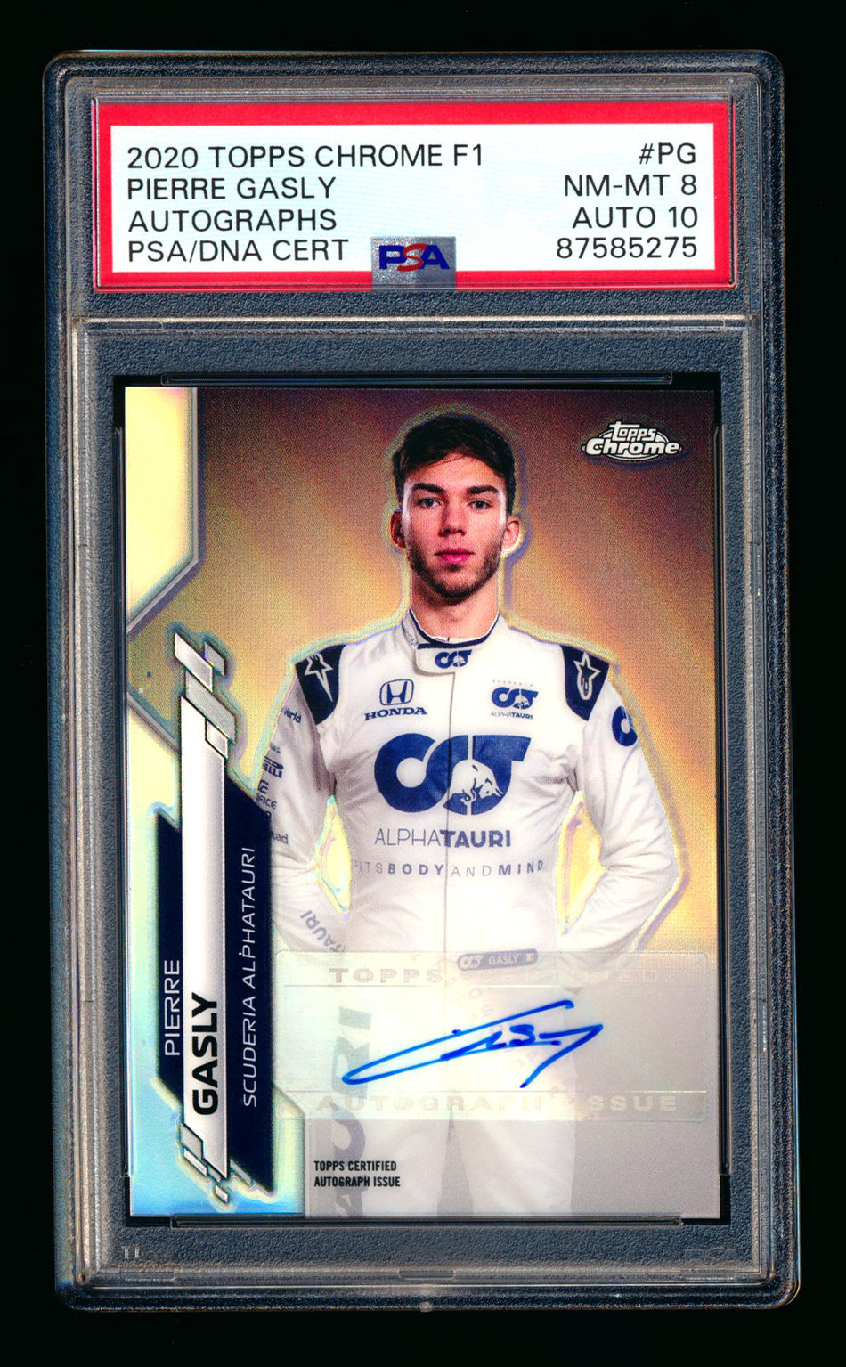 2020 Topps Chrome F1 #F1A-PG Pierre Gasly RC Refractor Autograph #66/99 PSA 8 DNA 10
