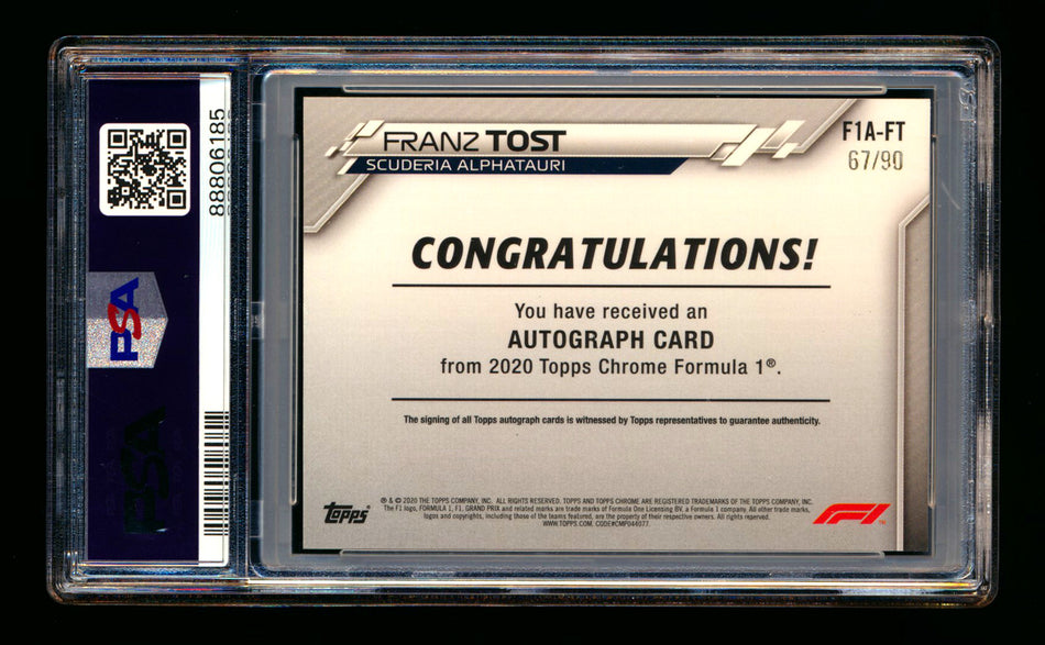 2020 Topps Chrome F1 #F1A-FT Franz Tost RC Refractor Autograph #67/90 PSA 8