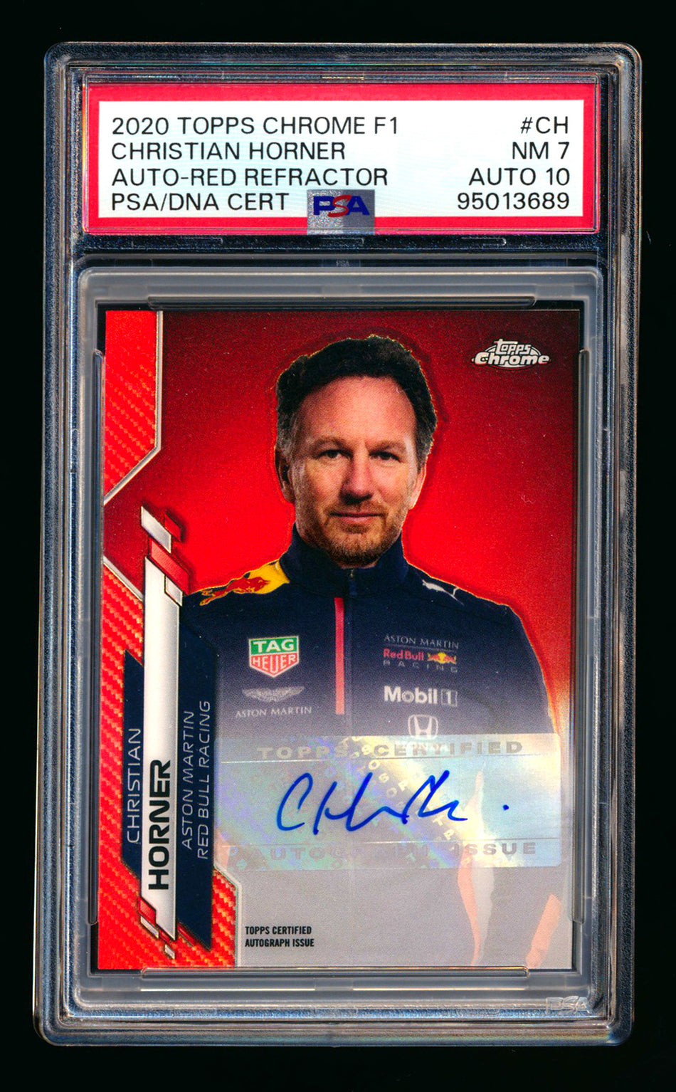 2020 Topps Chrome F1 #F1A-CH Christian Horner RC Red Refractor Autograph #5/5 PSA 7 DNA 10 (Last #!)