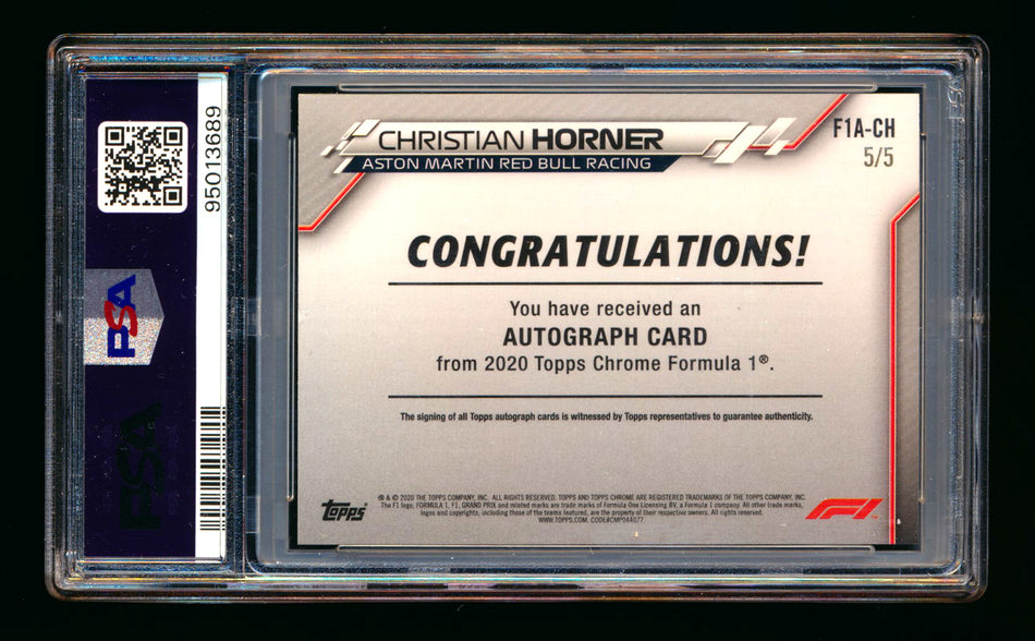 2020 Topps Chrome F1 #F1A-CH Christian Horner RC Red Refractor Autograph #5/5 PSA 7 DNA 10 (Last #!)