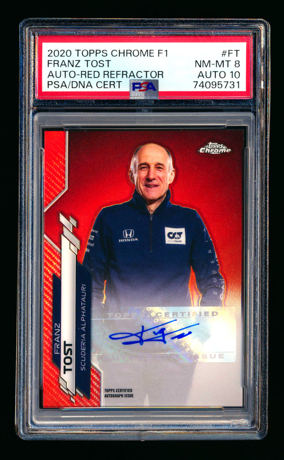 2020 Topps Chrome F1 #F1A-FT Franz Tost RC Red Refractor Autograph #1/5 PSA 8 DNA 10 (First #!)