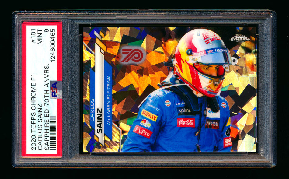 2020 Topps Chrome Sapphire F1 #181 Carlos Sainz RC 70th Silver Refractor #62/70 PSA 9