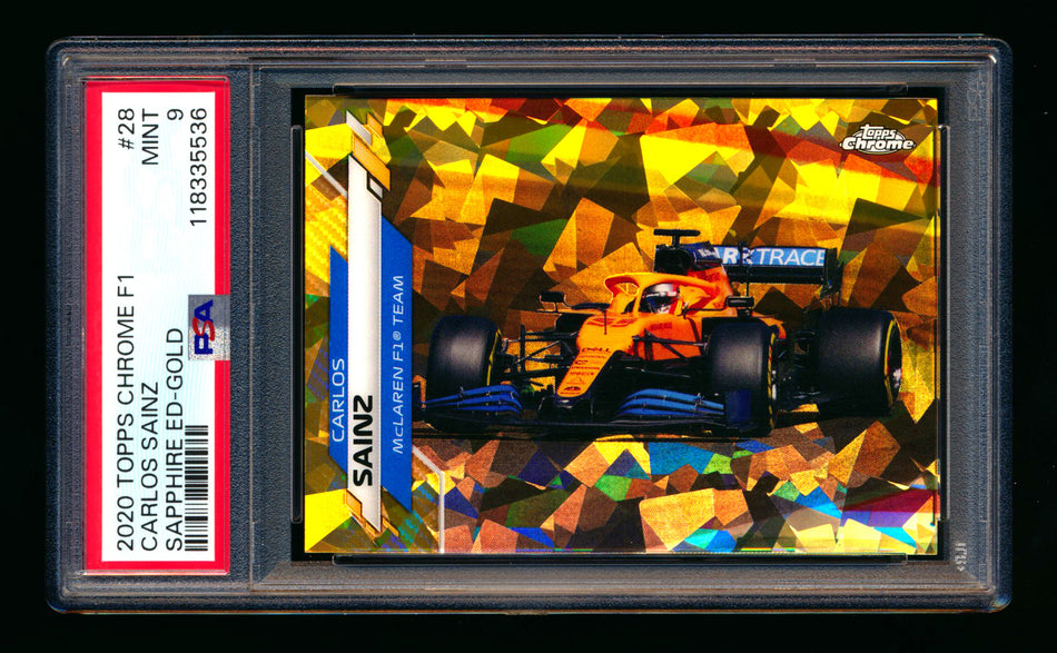 2020 Topps Chrome Sapphire F1 #28 Carlos Sainz RC Gold Refractor #19/50 PSA 9