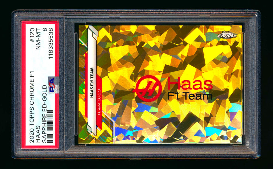2020 Topps Chrome Sapphire F1 #120 Haas Team Logo RC Gold Refractor #21/50 PSA 8