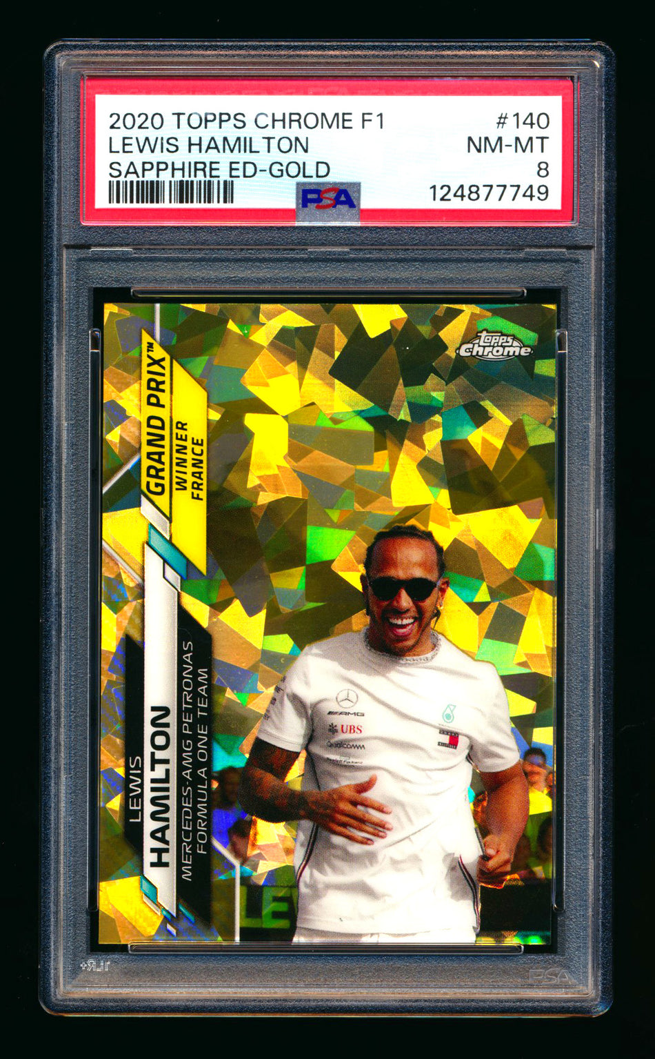 2020 Topps Chrome Sapphire F1 #140 Lewis Hamilton RC Gold Refractor #21/50 PSA 8