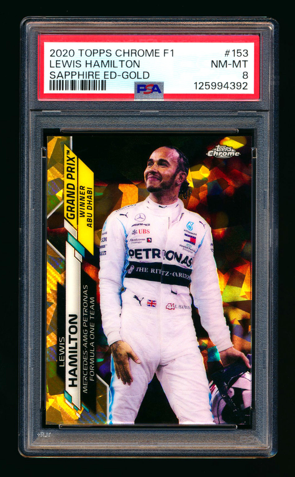 2020 Topps Chrome Sapphire F1 #153 Lewis Hamilton RC Gold Refractor #47/50 PSA 8