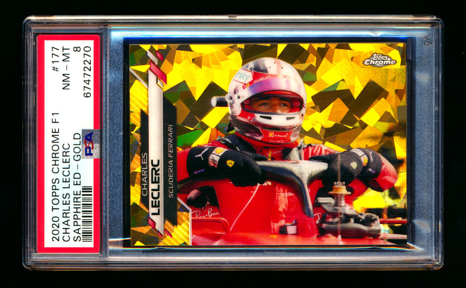 2020 Topps Chrome Sapphire F1 #177 Charles Leclerc RC Gold Refractor #26/50 PSA 8