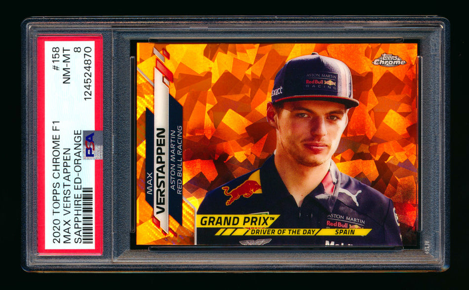 2020 Topps Chrome Sapphire F1 #158 Max Verstappen RC Orange Refractor #25/25 PSA 8 (Last #!)