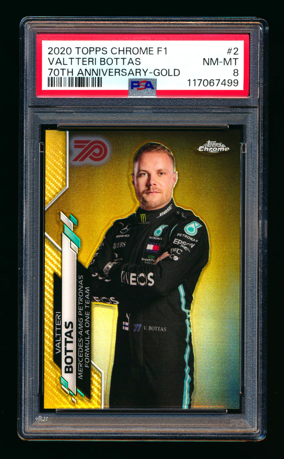 2020 Topps Chrome F1 #2 Valtteri Bottas RC 70th Anniversary Gold Refractor Portrait PSA 8 ** (SOLD - $69.00 - 10/17/2025) **