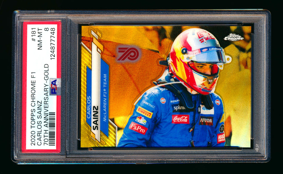 2020 Topps Chrome F1 #181 Carlos Sainz RC 70th Anniversary Gold Refractor PSA 8 ** (SOLD - $59.00 - 2/20/2026) **