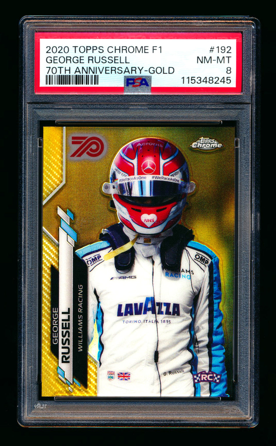 2020 Topps Chrome F1 #192 George Russell RC 70th Anniversary Gold Refractor PSA 8 ** (SOLD eBay - $119.00 - 1/10/2026) **