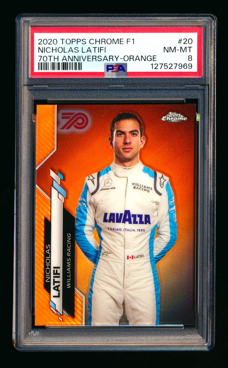 2020 Topps Chrome F1 #20 Nicholas Latifi RC 70th Anniversary Orange Refractor Portrait PSA 8 ** (SOLD eBay - $109.00 - 10/28/2025) **