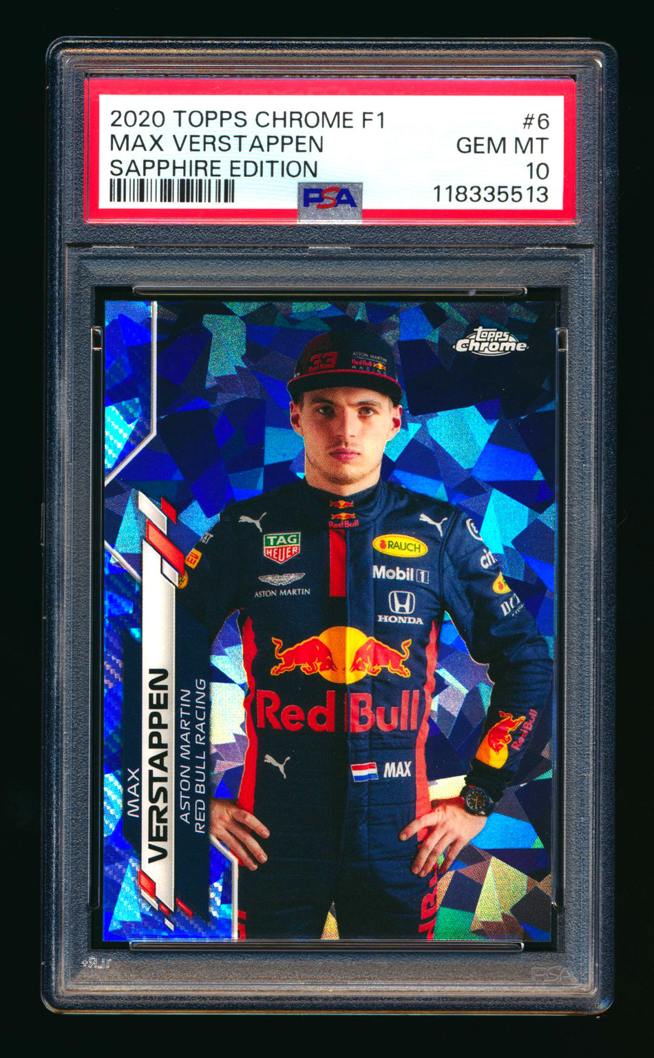 2020 Topps Chrome Sapphire F1 #6 Max Verstappen RC Refractor Portrait PSA 10
