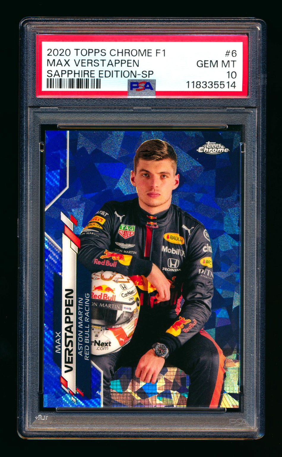 2020 Topps Chrome Sapphire F1 #6 Max Verstappen RC Refractor Image Variation SP PSA 10