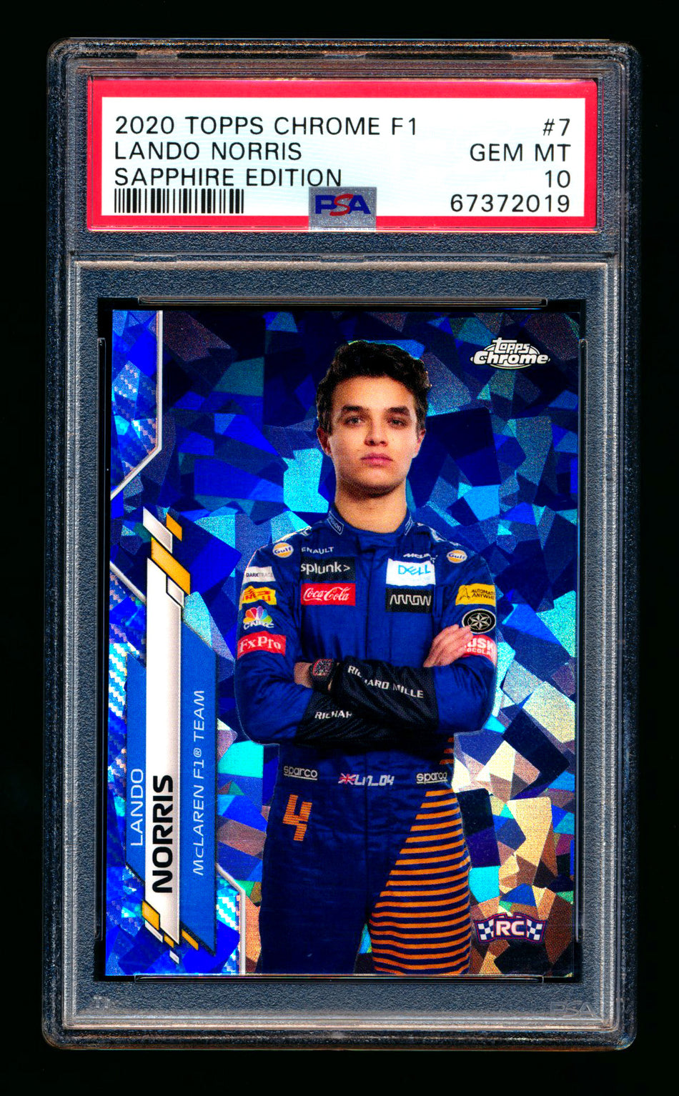 2020 Topps Chrome Sapphire F1 #7 Lando Norris RC Refractor Portrait PSA 10