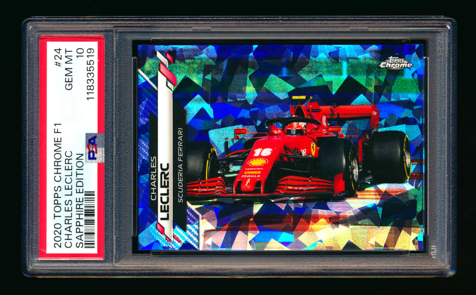 2020 Topps Chrome Sapphire F1 #24 Charles Leclerc RC Refractor PSA 10