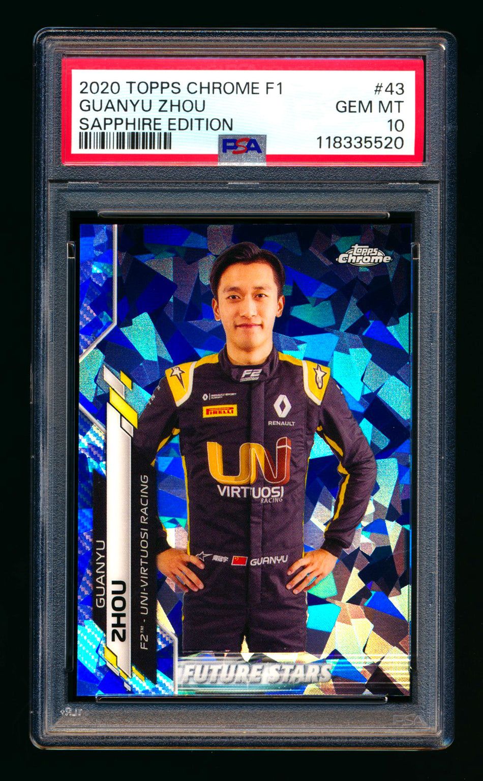 2020 Topps Chrome Sapphire F1 #43 Guanyu Zhou RC Refractor PSA 10