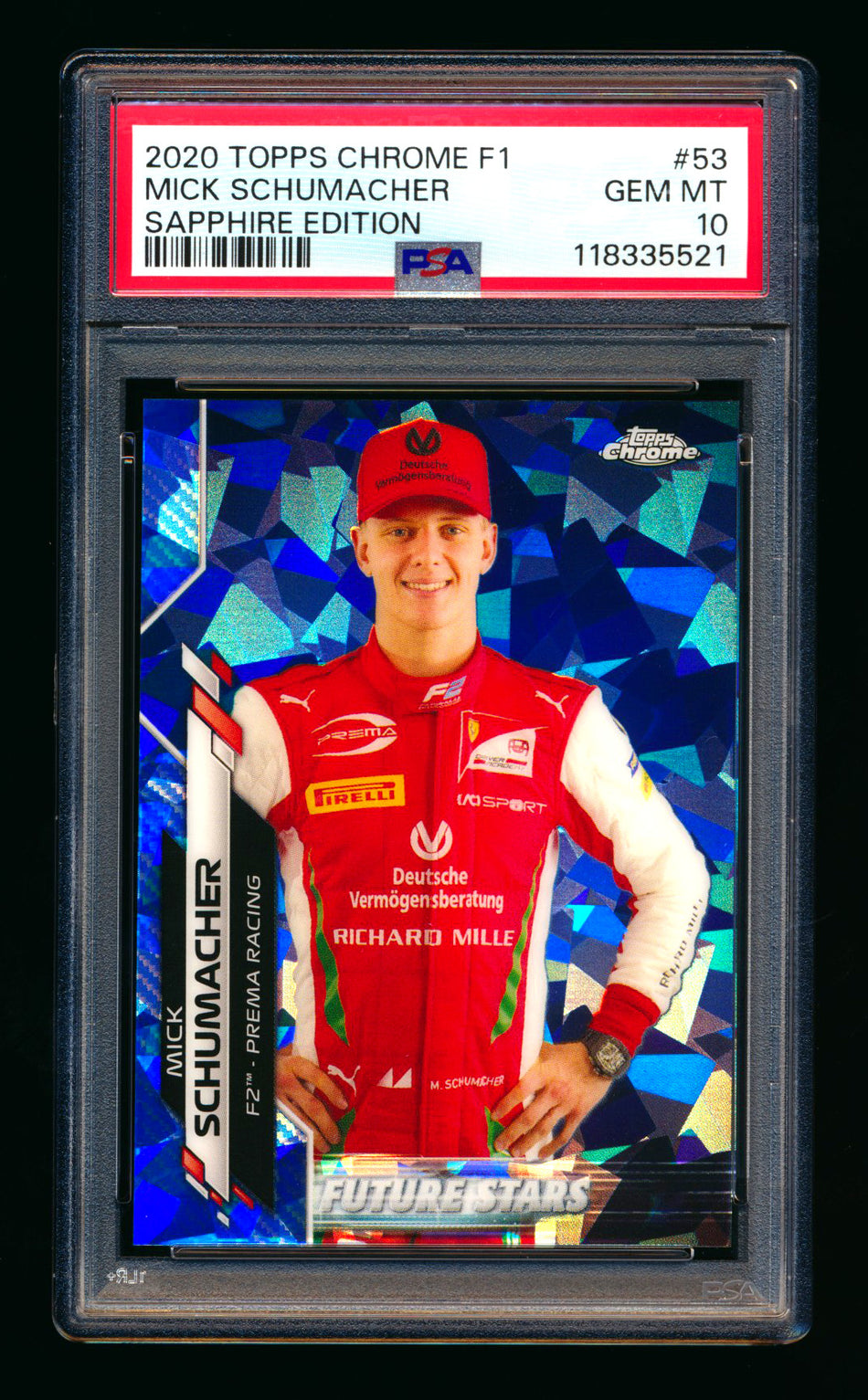 2020 Topps Chrome Sapphire F1 #53 Mick Schumacher RC Refractor PSA 10