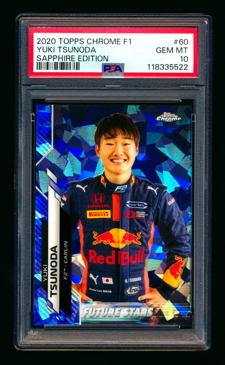 2020 Topps Chrome Sapphire F1 #60 Yuki Tsunoda RC Refractor PSA 10