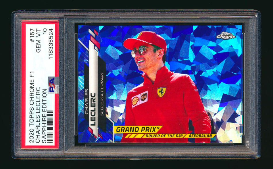 2020 Topps Chrome Sapphire F1 #157 Charles Leclerc RC Refractor PSA 10
