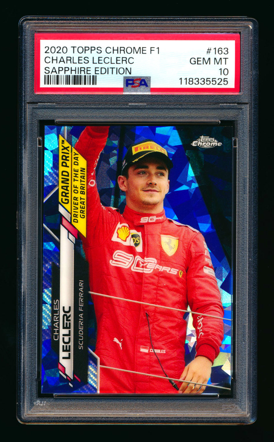 2020 Topps Chrome Sapphire F1 #163 Charles Leclerc RC Refractor PSA 10