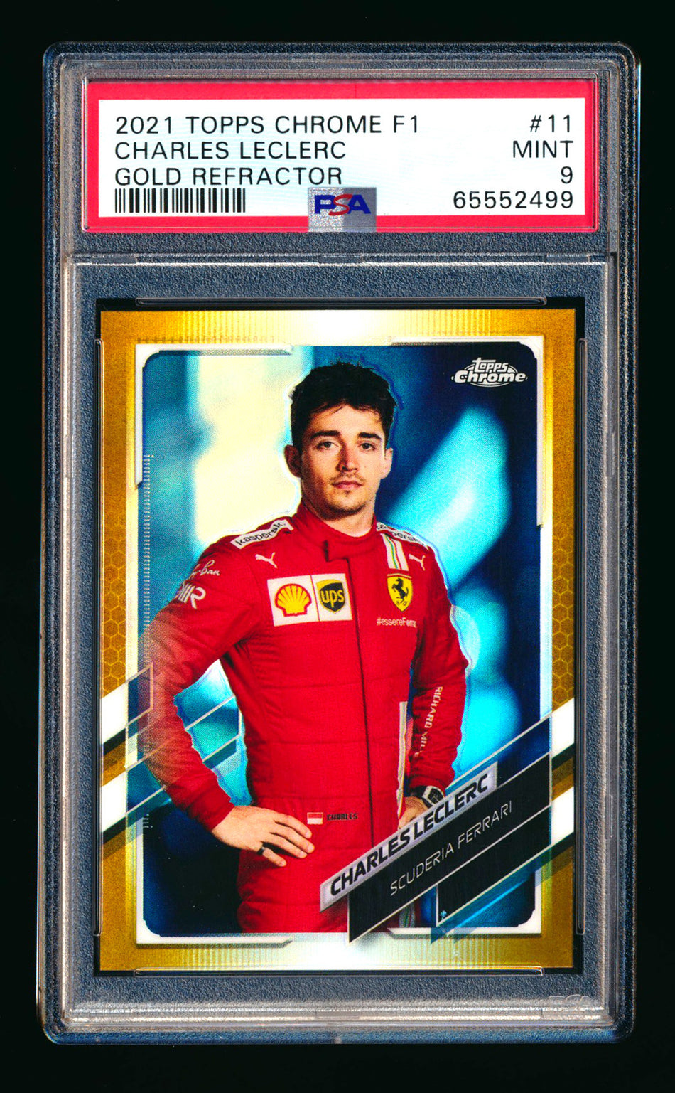 2021 Topps Chrome F1 #11 Charles Leclerc Gold Refractor Portrait #17/50 PSA 9  ** (SOLD - $100.00 - 3/27/2026) **