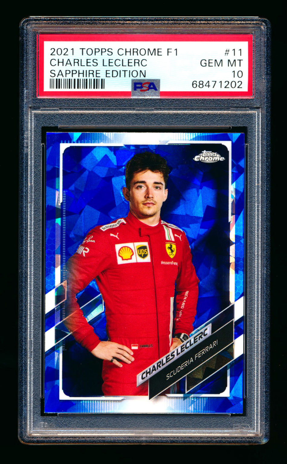 2021 Topps Chrome Sapphire F1 #11 Charles Leclerc Refractor Portrait PSA 10 ** (SOLD eBay - $79.00 - 4/21/2026) **