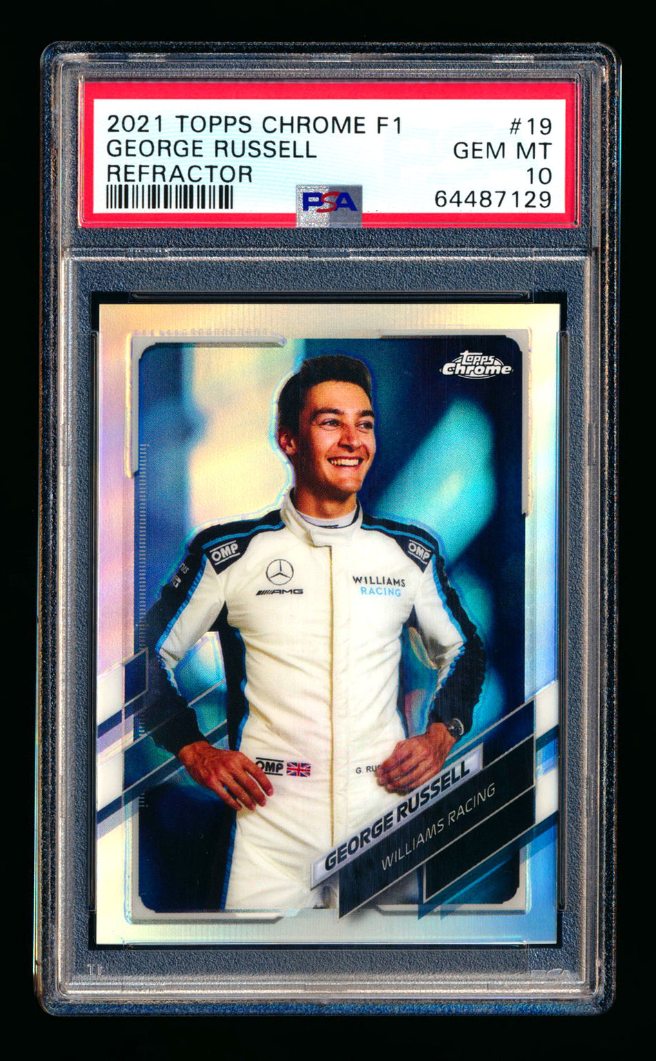 2021 Topps Chrome F1 #19 George Russell Refractor Portrait PSA 10 ** (SOLD eBay - $45.00 - 11/19/2025) **
