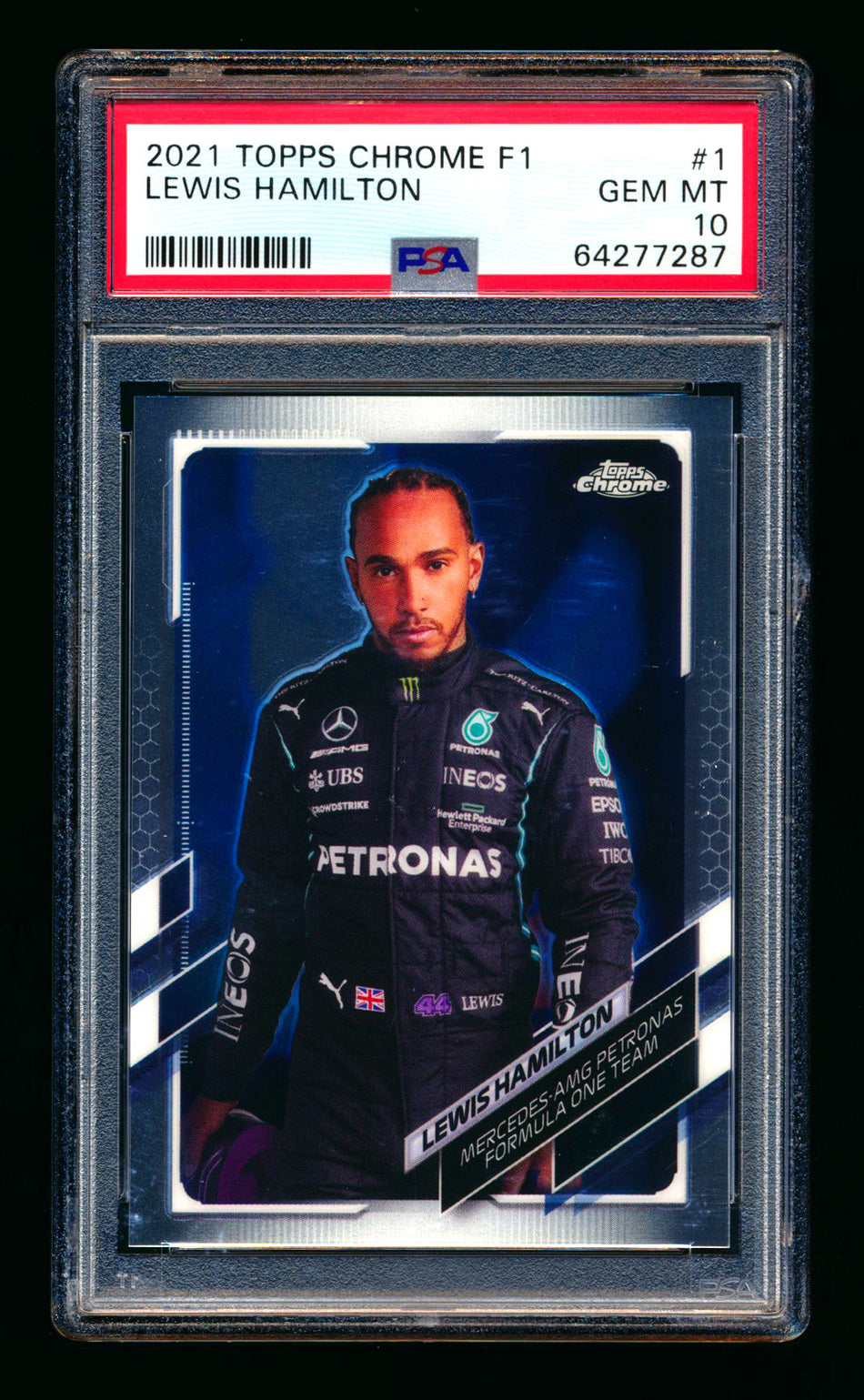 2021 Topps Chrome F1 #1 Lewis Hamilton Portrait PSA 10