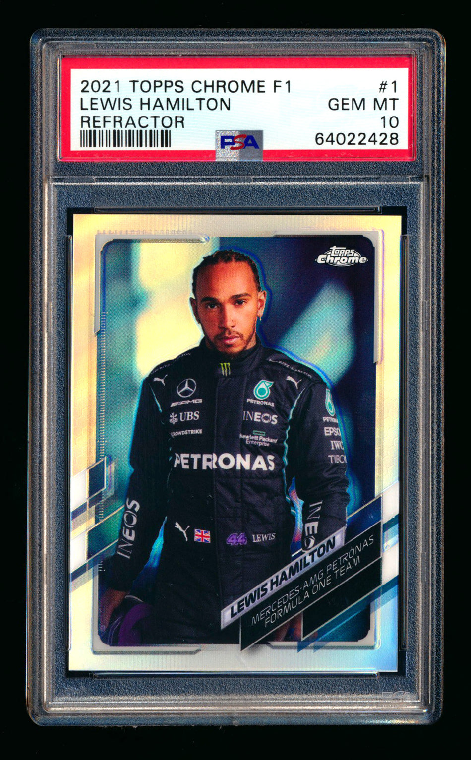 2021 Topps Chrome F1 #1 Lewis Hamilton Refractor Portrait PSA 10 ** (SOLD eBay - $119.00 - 5/4/2026) **