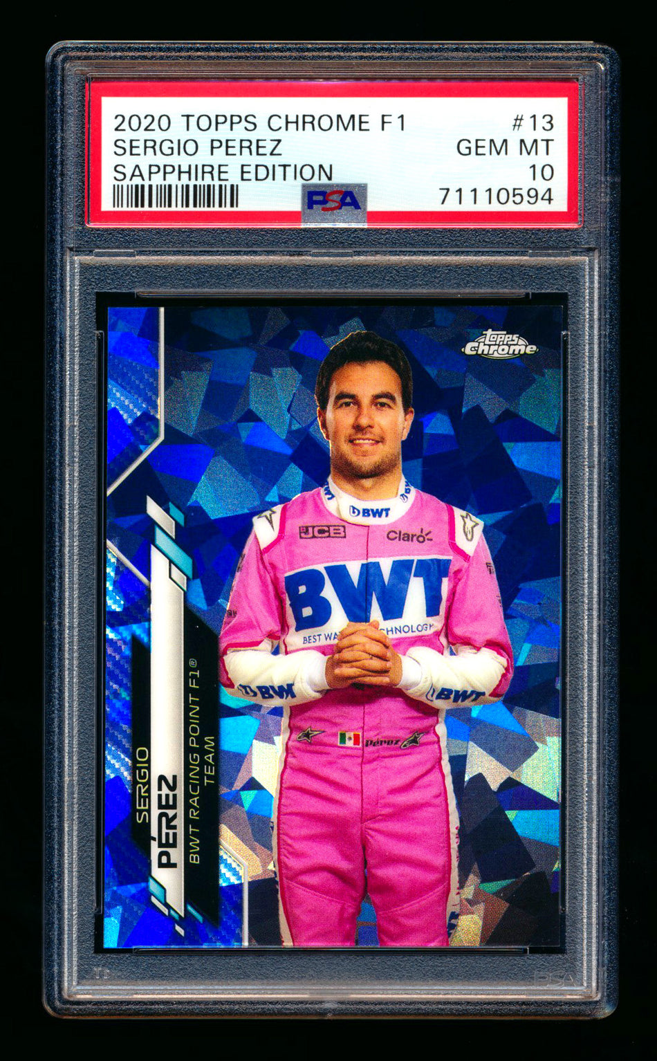 2020 Topps Chrome Sapphire F1 #13 Sergio Perez RC Refractor Portrait PSA 10 ** (SOLD eBay - $95.00 - 1/19/2026) **