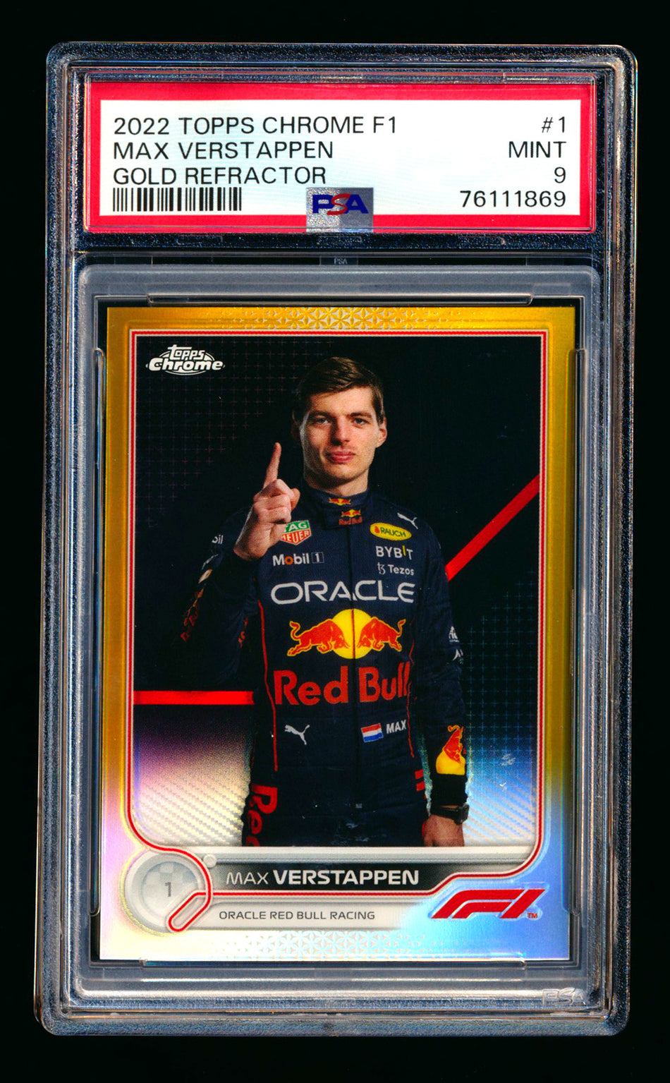 2022 Topps Chrome F1 #1 Max Verstappen Gold Refractor Portrait #35/50 PSA 9 ** (SOLD - $220.00 - 1/24/2026) **