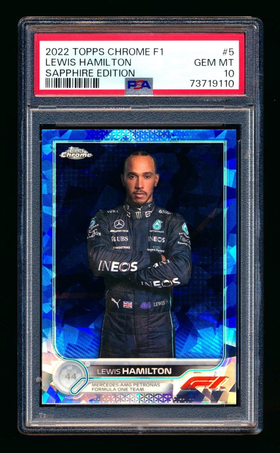 2022 Topps Chrome Sapphire F1 #5 Lewis Hamilton Refractor Portrait PSA 10 ** (SOLD eBay - $75.00 - 1/17/2026) **