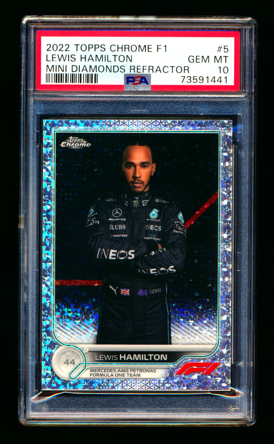 2022 Topps Chrome F1 #5 Lewis Hamilton Mini Diamond Refractor Portrait #271/299 PSA 10 ** (SOLD eBay - $79.00 - 11/29/2025) **
