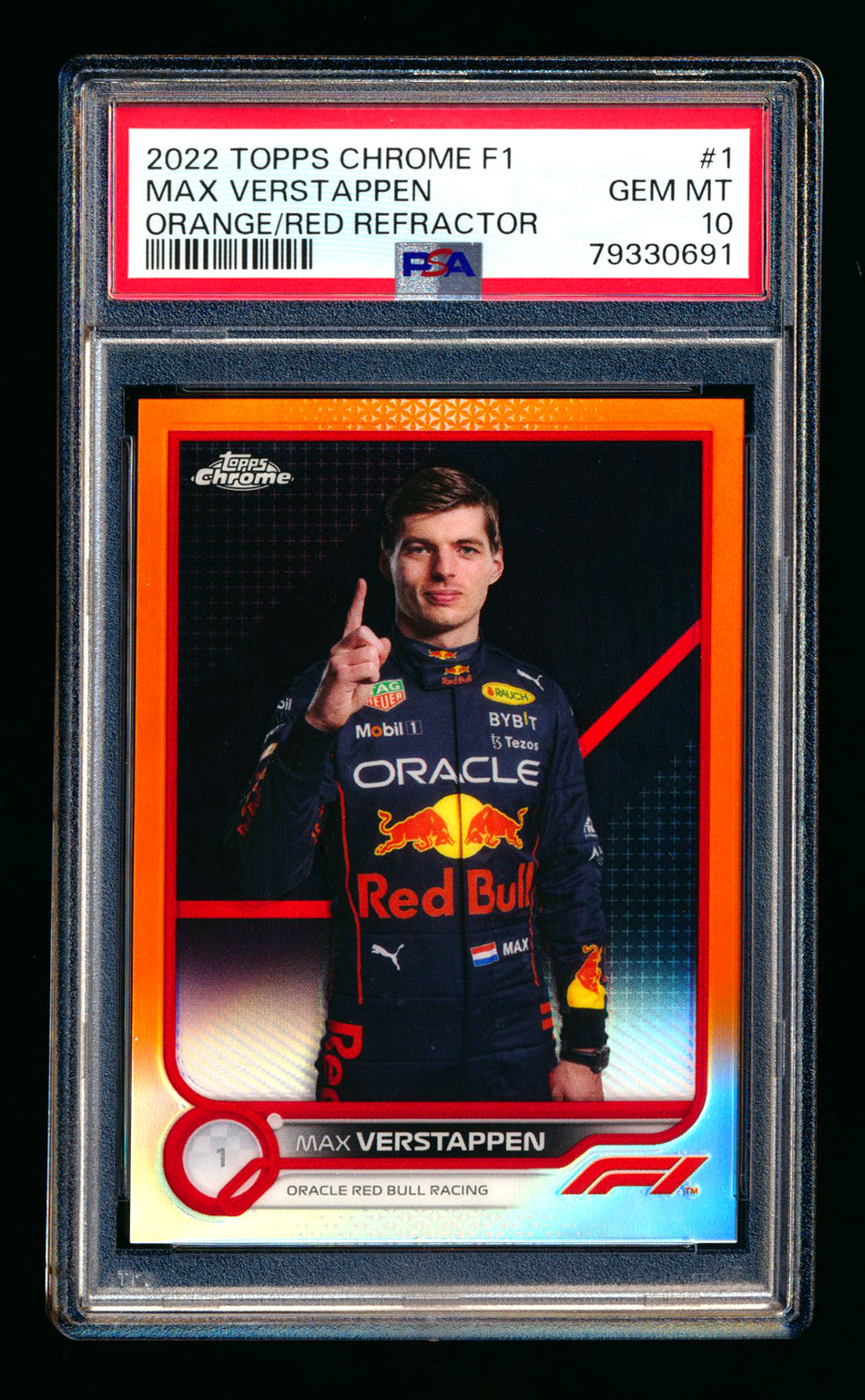 2022 Topps Chrome F1 #1 Max Verstappen Orange/Red Refractor Portrait PSA 10 ** (SOLD eBay - $179.00 - 11/22/2025) **
