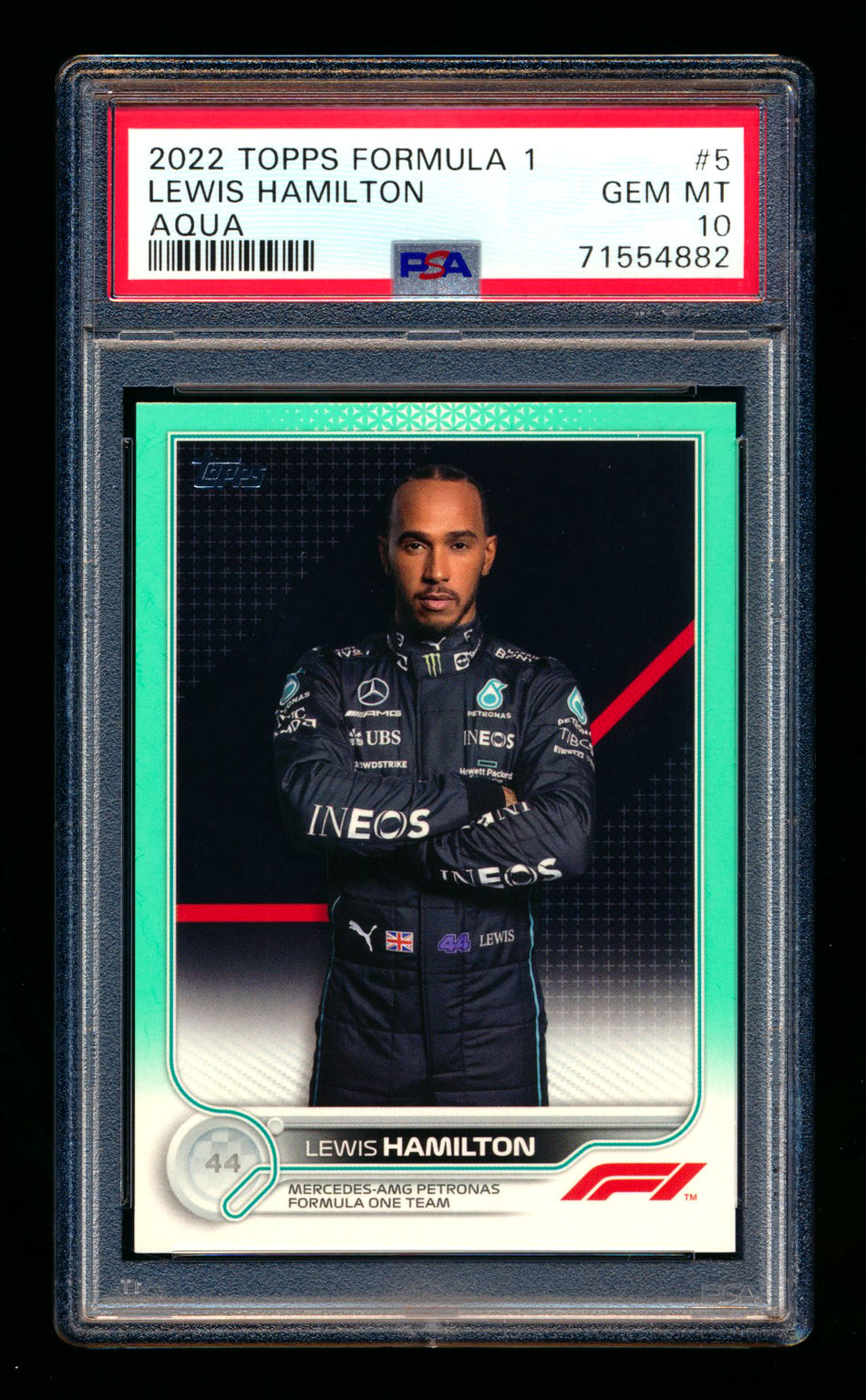2022 Topps F1 #5 Lewis Hamilton Aqua Portrait #030/199 PSA 10 ** (SOLD - $105.00 - 12/6/2025) **