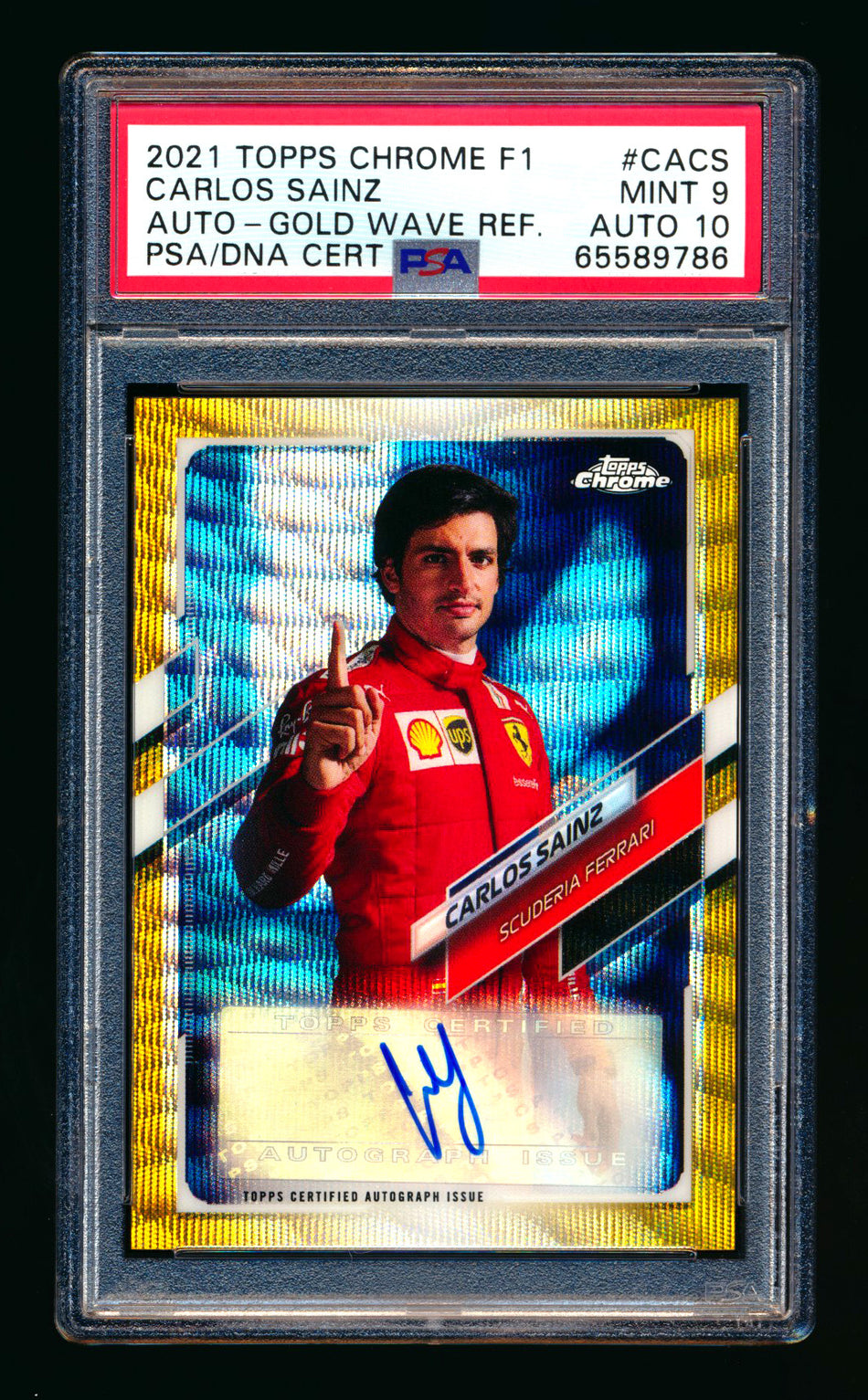 2021 Topps Chrome F1 #CA-CS Carlos Sainz Gold Wave Refractor Autograph #34/50 PSA 9 DNA 10 ** (SOLD eBay - $349.00 - 12/1/2025) **