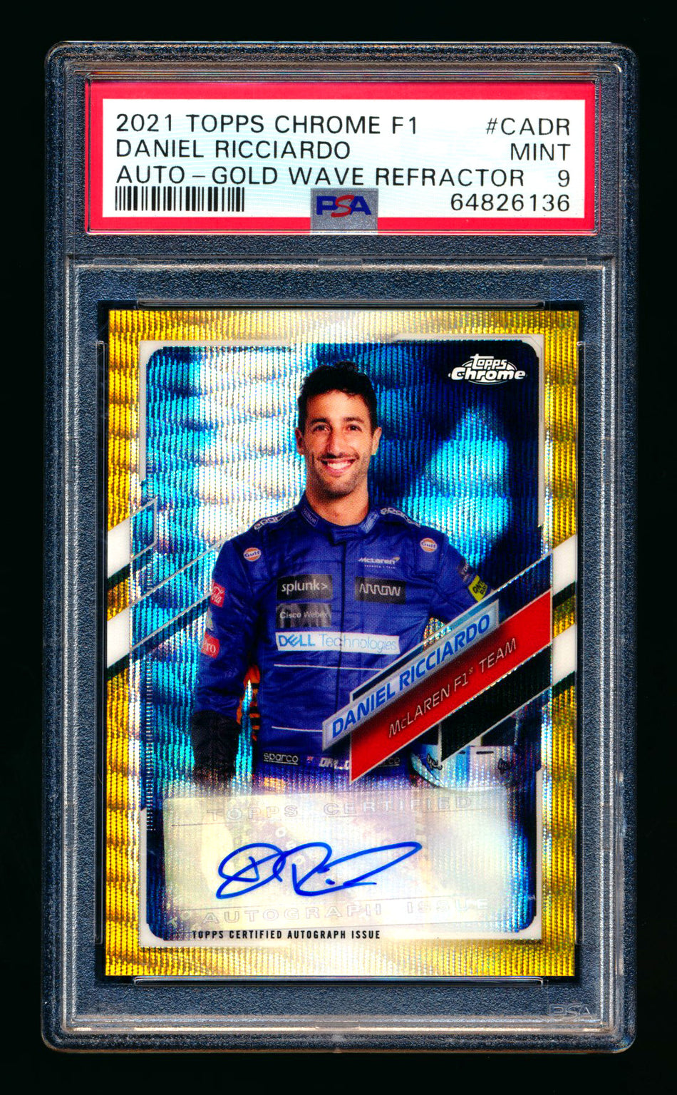 2021 Topps Chrome F1 #CA-DR Daniel Ricciardo Gold Wave Refractor Autograph #49/50 PSA 9 ** (SOLD eBay - $200.00 - 1/5/2026) **