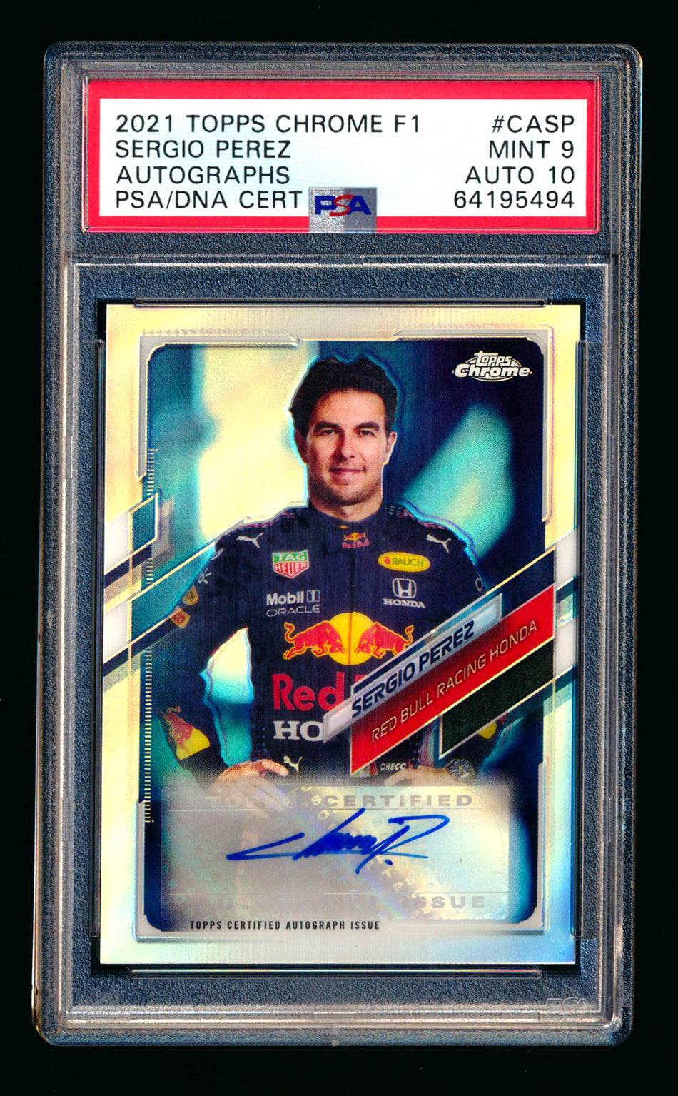 2021 Topps Chrome F1 #CA-SP Sergio Perez Refractor Autograph #69/85 PSA 9 DNA 10 ** (SOLD eBay - $349.00 - 12/12/2025) **