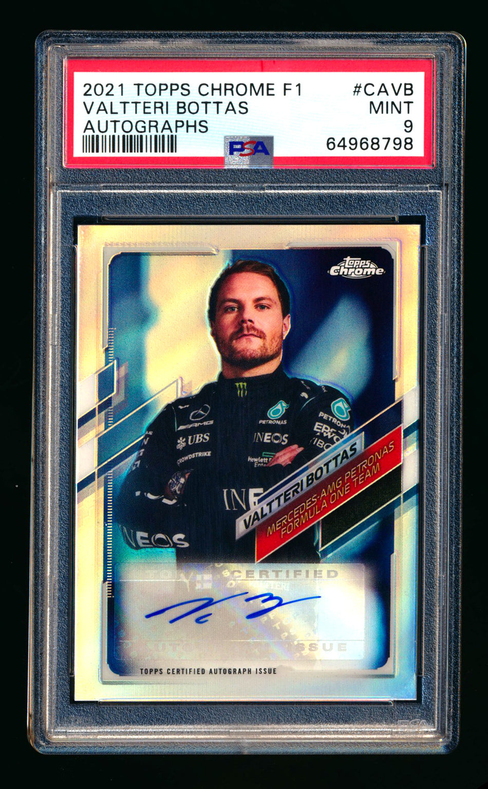 2021 Topps Chrome F1 #CA-VB Valtteri Bottas Refractor Autograph #62/75 PSA 9 ** (SOLD eBay - $151.00 - 12/12/2025) **