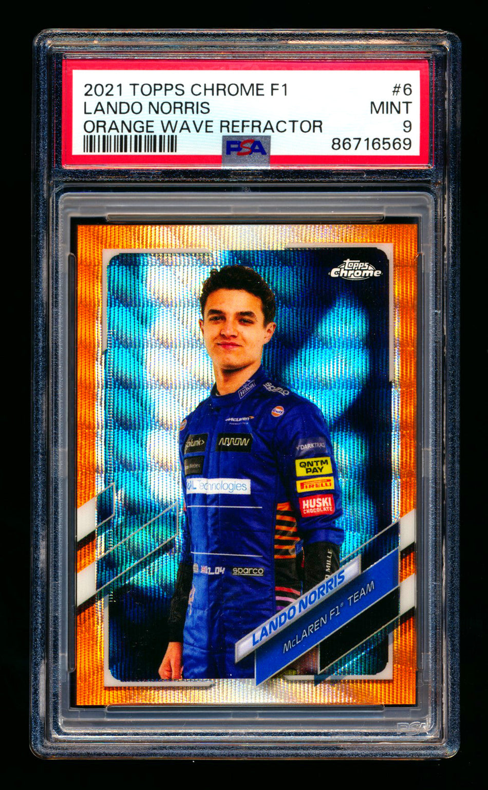 2021 Topps Chrome F1 #6 Lando Norris Orange Wave Refractor Portrait #24/25 PSA 9 ** (SOLD eBay - $150.00 - 11/28/2025) **