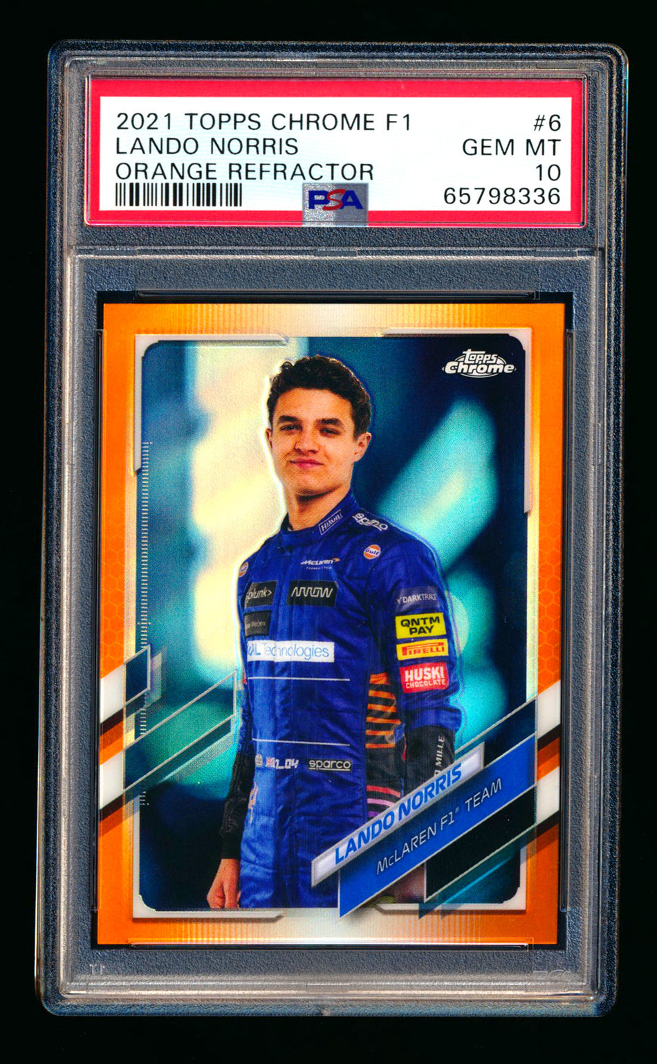 2021 Topps Chrome F1 #6 Lando Norris Orange Refractor Portrait #10/25 PSA 10