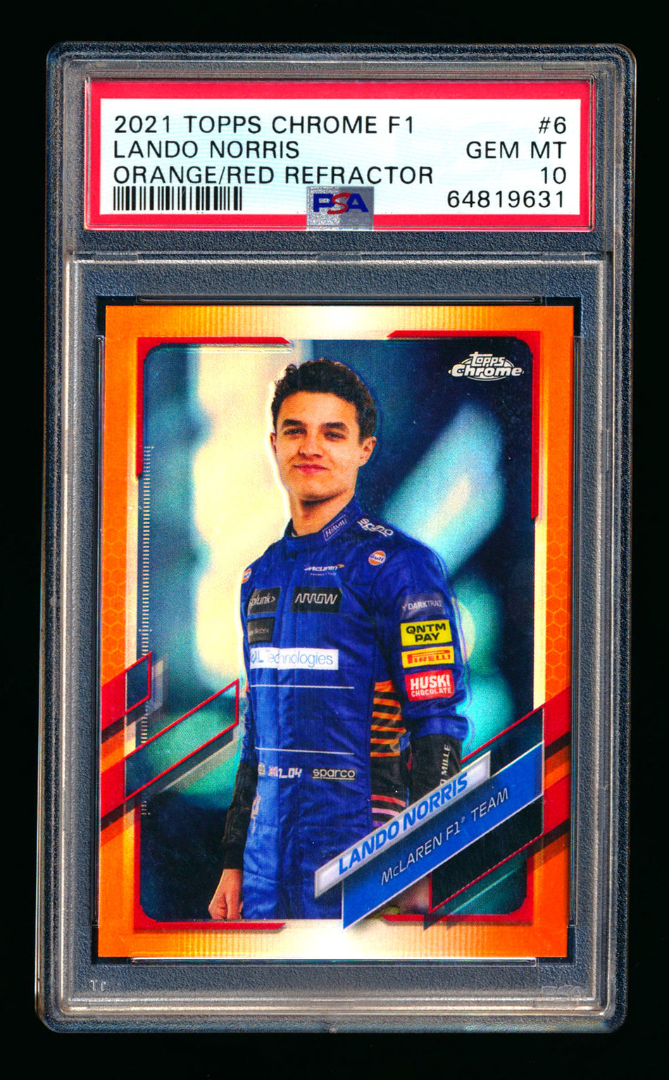 2021 Topps Chrome F1 #6 Lando Norris Orange/Red Refractor Portrait PSA 10