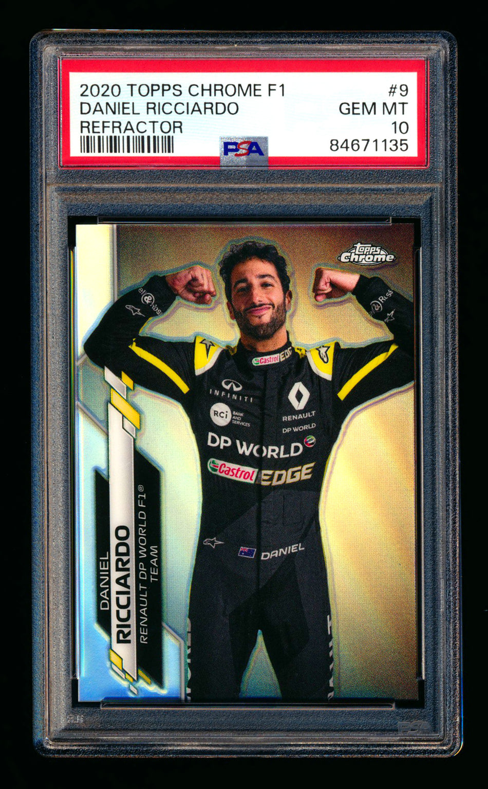 2020 Topps Chrome F1 #9 Daniel Ricciardo RC Refractor Portrait PSA 10