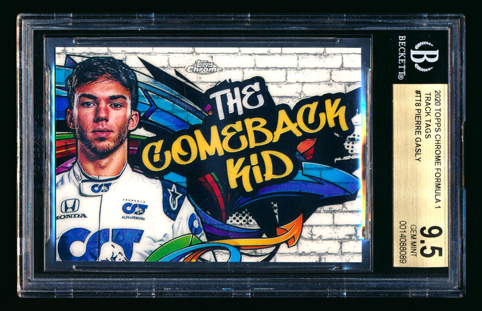 2020 Topps Chrome F1 Track Tags #TT-8 Pierre "The Comeback Kid" Gasly RC Refractor BGS 9.5